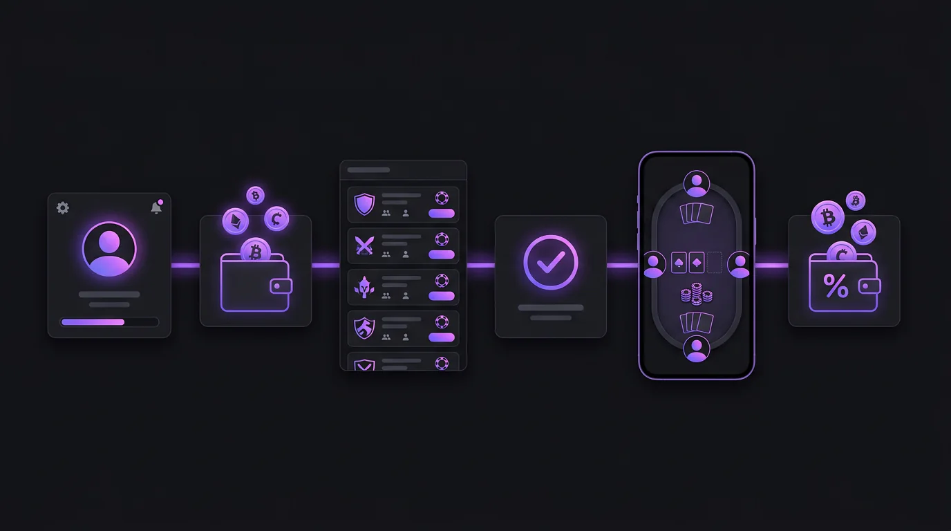 Step-by-step onboarding flow for joining ClubGG through Deep Poker